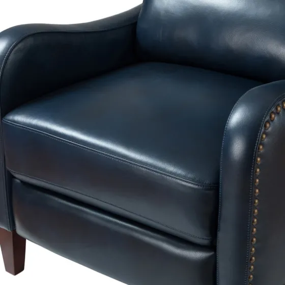 Navy Leather Nailhead Traditional Recliner-Kirkland's Home Cheap