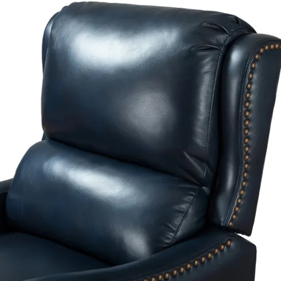Navy Leather Nailhead Traditional Recliner-Kirkland's Home Cheap
