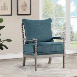 Navy Liam Turned Leg Accent Chair-Kirkland's Home Online