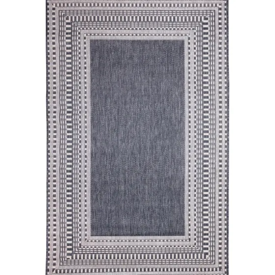Navy Linear Macy Indoor/Outdoor Area Rug, 6X9-Kirkland's Home New