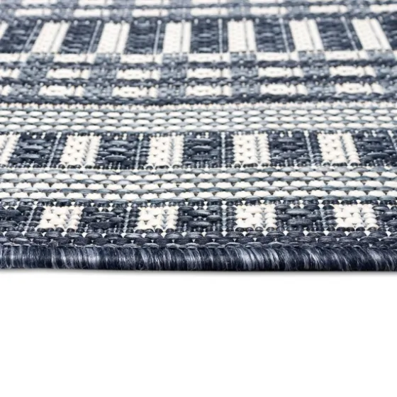 Navy Linear Macy Indoor/Outdoor Area Rug, 7X9-Kirkland's Home Shop