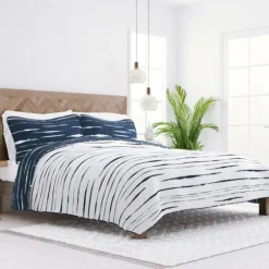 Navy Linear Reversible 3-Pc. Queen Quilt Set-Kirkland's Home Flash Sale