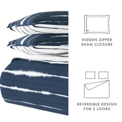 Navy Linear Reversible 3-Pc. Queen Quilt Set-Kirkland's Home Flash Sale