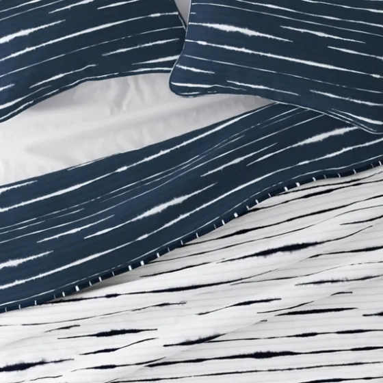 Navy Linear Reversible 2-Pc. Twin Quilt Set-Kirkland's Home Best