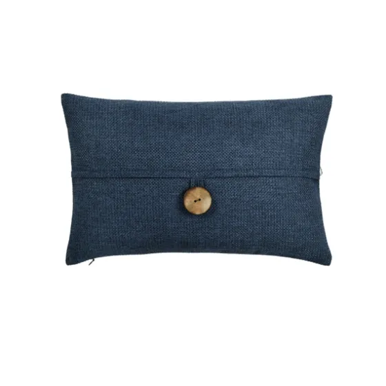 Navy Linen And Button Lumbar Pillow Cover-Kirkland's Home Shop
