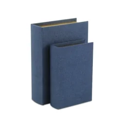 Navy Linen Book Boxes, Set Of 2-Kirkland's Home Cheap