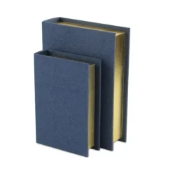 Navy Linen Book Boxes, Set Of 2-Kirkland's Home Cheap