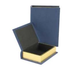 Navy Linen Book Boxes, Set Of 2-Kirkland's Home Cheap