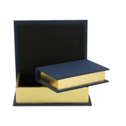 Navy Linen Book Boxes, Set Of 2-Kirkland's Home Cheap