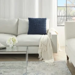 Navy Looped Yarn Wool Pillow-Kirkland's Home Fashion