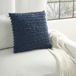 Navy Looped Yarn Wool Pillow-Kirkland's Home Fashion