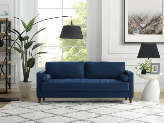 Navy Lumbar Eucalyptus Sofa-Kirkland's Home Outlet
