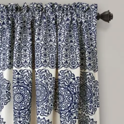 Navy Medallion Stripe Curtain Panel Set, 95 In.-Kirkland's Home Shop