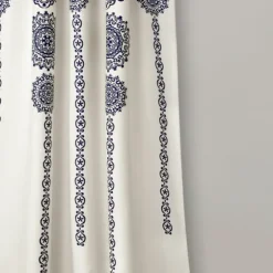 Navy Medallion Stripe Curtain Panel Set, 95 In.-Kirkland's Home Shop
