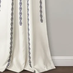 Navy Medallion Stripe Curtain Panel Set, 95 In.-Kirkland's Home Shop