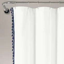 Navy Melora Tasseled Border Shower Curtain-Kirkland's Home Best Sale