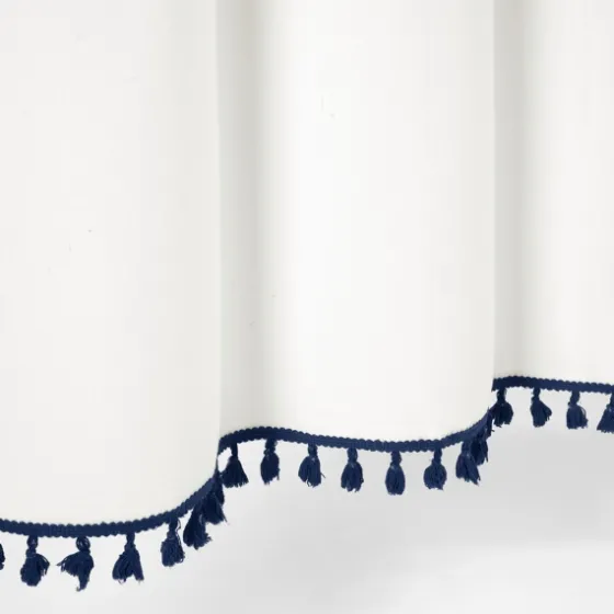 Navy Melora Tasseled Border Shower Curtain-Kirkland's Home Best Sale
