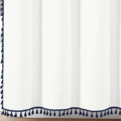 Navy Melora Tasseled Border Shower Curtain-Kirkland's Home Best Sale