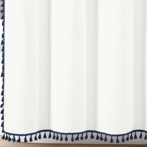 Navy Melora Tasseled Border Shower Curtain-Kirkland's Home Best Sale
