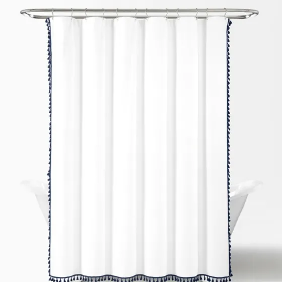 Navy Melora Tasseled Border Shower Curtain-Kirkland's Home Best Sale