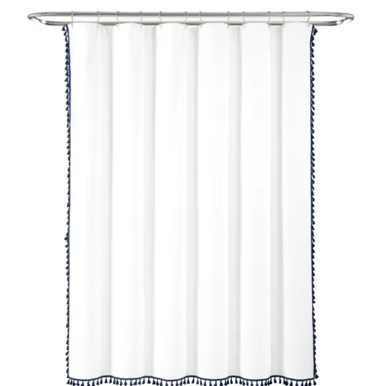 Navy Melora Tasseled Border Shower Curtain-Kirkland's Home Best Sale