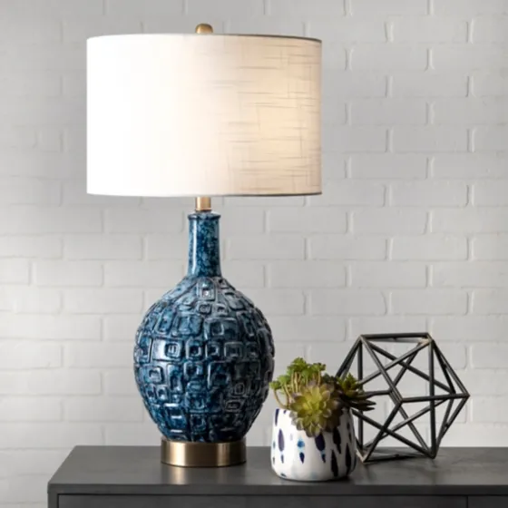 Navy Mod Square Pattern Table Lamp-Kirkland's Home New