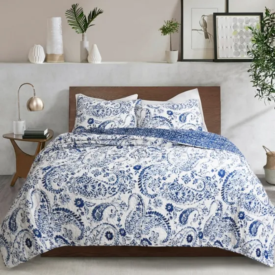 Navy Paisley 3-Pc. Full/Queen Reversible Quilt Set-Kirkland's Home Hot