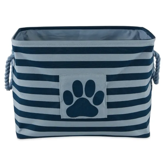 Navy Paw Patch Stripe Rectangle Pet Basket-Kirkland's Home Online