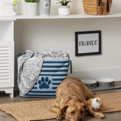 Navy Paw Patch Stripe Rectangle Pet Basket-Kirkland's Home Online