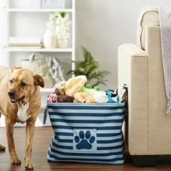 Navy Paw Patch Stripe Rectangle Pet Basket-Kirkland's Home Online