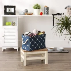 Navy Paw Trellis Rectangle Basket, 14 In.-Kirkland's Home Cheap