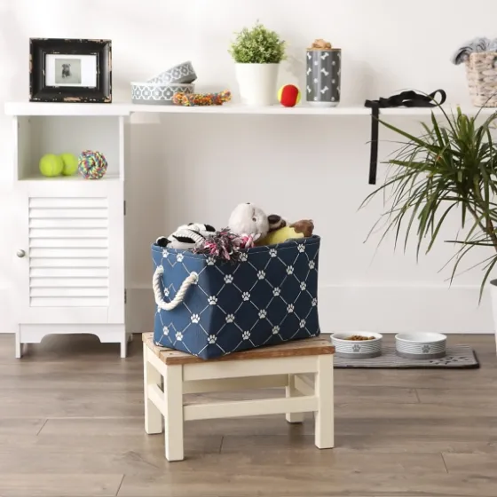 Navy Paw Trellis Rectangle Basket, 14 In.-Kirkland's Home Cheap
