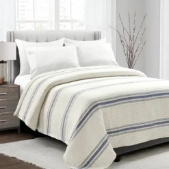Navy Pick Stitch Stripe Queen Quilt-Kirkland's Home Discount