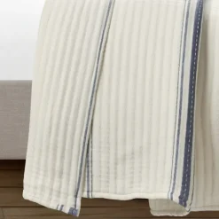 Navy Pick Stitch Stripe Queen Quilt-Kirkland's Home Discount