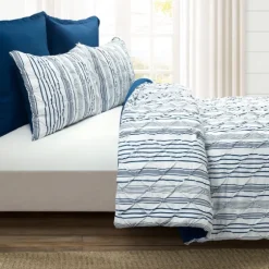 Navy Pintuck Stripe Full/Queen 5-Pc. Comforter Set-Kirkland's Home Shop