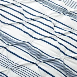 Navy Pintuck Stripe Full/Queen 5-Pc. Comforter Set-Kirkland's Home Shop