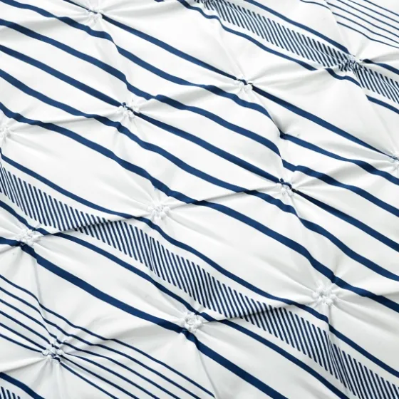 Navy Pintuck Stripe Full/Queen 5-Pc. Comforter Set-Kirkland's Home Shop