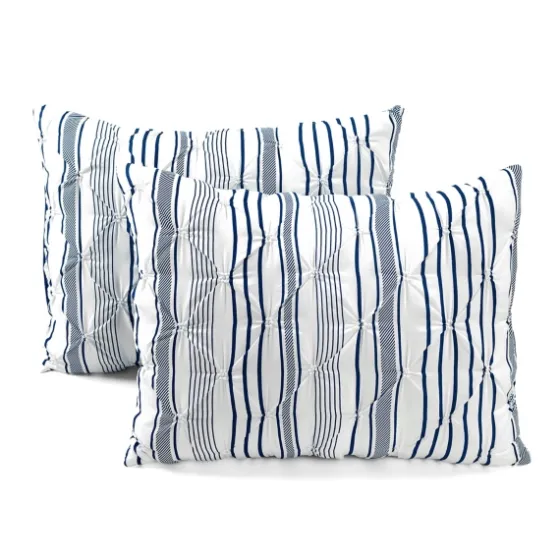 Navy Pintuck Stripe Full/Queen 5-Pc. Comforter Set-Kirkland's Home Shop