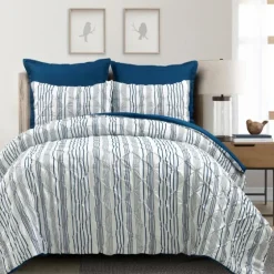 Navy Pintuck Stripe King 5-Pc. Comforter Set-Kirkland's Home Best Sale