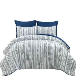 Navy Pintuck Stripe King 5-Pc. Comforter Set-Kirkland's Home Best Sale