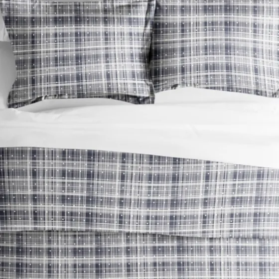 Navy Plaid Polka Dot 2-Pc. Twin Duvet Cover Set-Kirkland's Home Discount