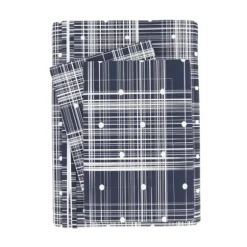 Navy Plaid Polka Dot 2-Pc. Twin Duvet Cover Set-Kirkland's Home Discount