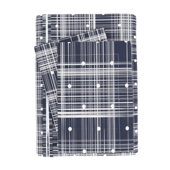 Navy Plaid Polka Dot 2-Pc. Twin Duvet Cover Set-Kirkland's Home Discount