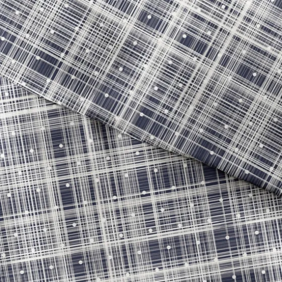 Navy Plaid Polka Dot 2-Pc. Twin Duvet Cover Set-Kirkland's Home Discount
