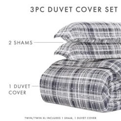Navy Plaid Polka Dot 2-Pc. Twin Duvet Cover Set-Kirkland's Home Discount