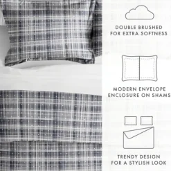 Navy Plaid Polka Dot 2-Pc. Twin Duvet Cover Set-Kirkland's Home Discount
