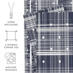 Navy Plaid Polka Dot 2-Pc. Twin Duvet Cover Set-Kirkland's Home Discount