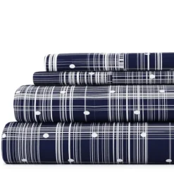 Navy Plaid Polka Dot 3-Pc. Twin Sheet Set-Kirkland's Home Discount
