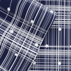 Navy Plaid Polka Dot 3-Pc. Twin Sheet Set-Kirkland's Home Discount