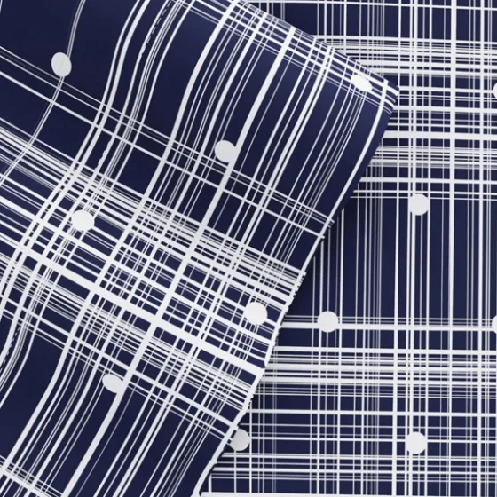 Navy Plaid Polka Dot 3-Pc. Twin Sheet Set-Kirkland's Home Discount